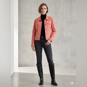 St. John Sport by Marie Gray Coral Peach He Jacket  Gold Button Collared Pockets